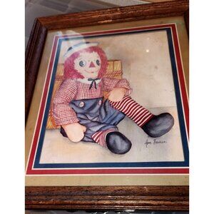 Raggedy Andy Picture Ava Freeman Sitting  Painted  7 x 9 Frame  11 x 13 Frame a